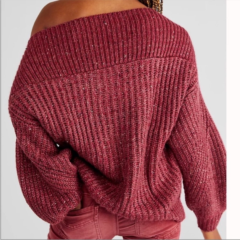Free People New Dream Spillover Sweater - Wine Red - Size Small - NWT - Picture 3 of 16